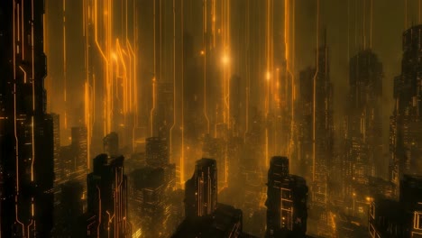 futuristic cyberpunk city at night
