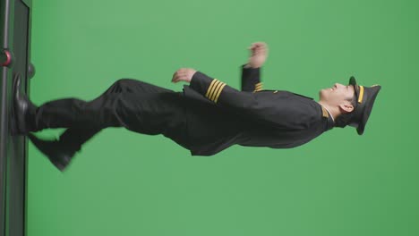 pilot walking on green screen