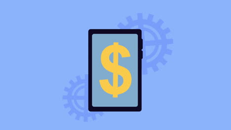 comercio de bitcoin con animación de teléfono inteligente