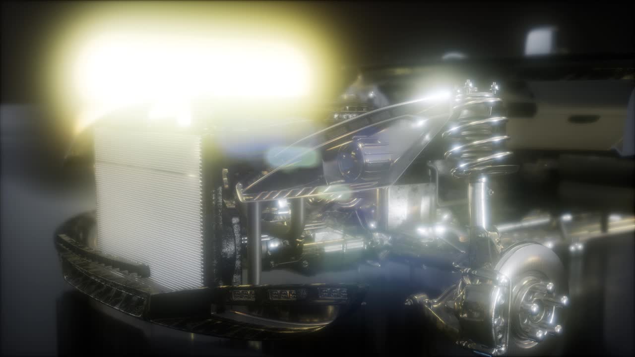 engine and other parts visible in car