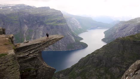 breathtaking view from trolltunga cliff in norway