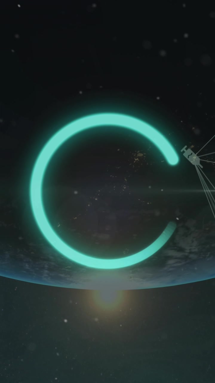 Animation of loading circle icon and network of connections over globe