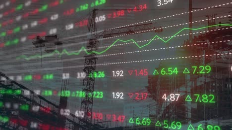 анимация крана на строительной площадке, обработка финансовых данных и статистика