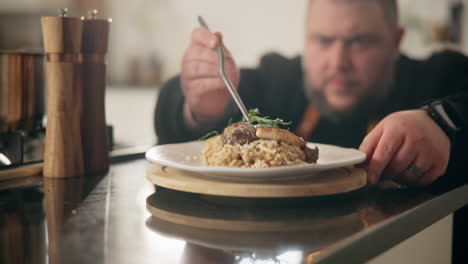 chef preparing a gourmet risotto dish