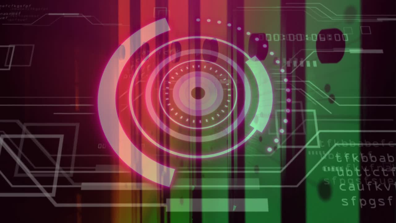 animación del escaneo del alcance con procesamiento de datos sobre la sala del servidor