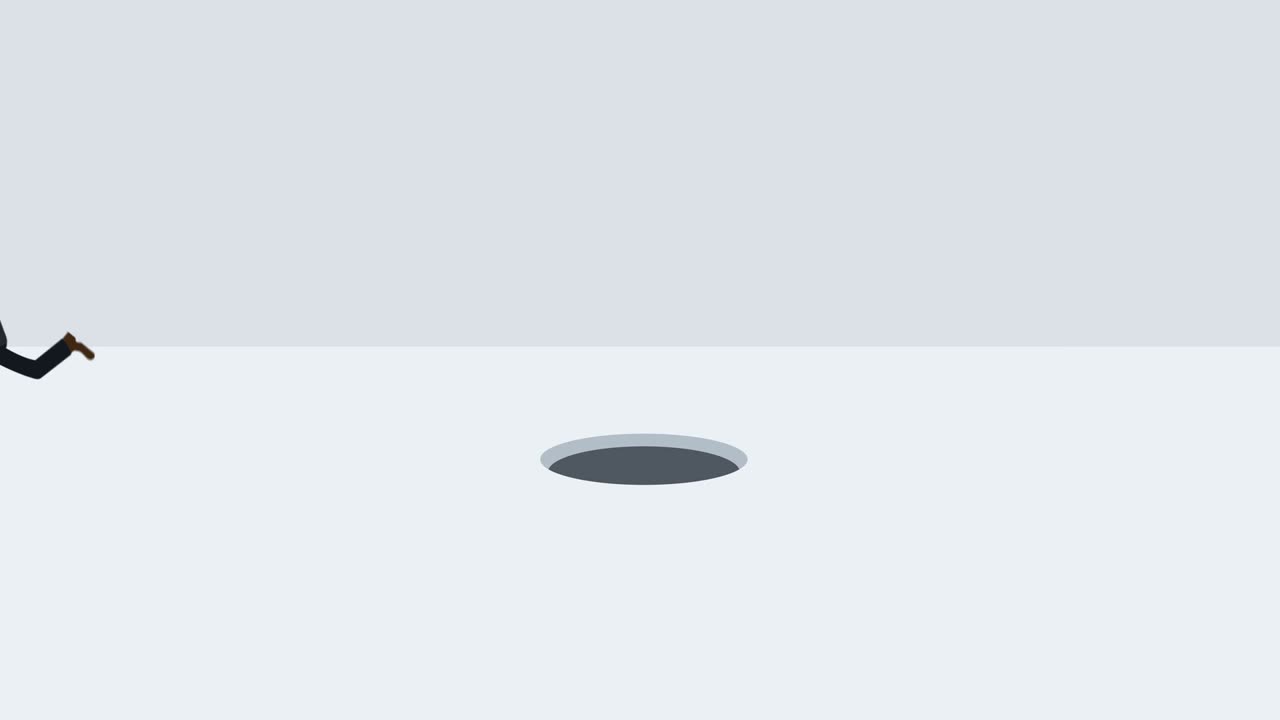 비즈니스맨은 구을 뛰어넘습니다. 위험 개념. 평평한 스타일의 루프 일러스트레이션.