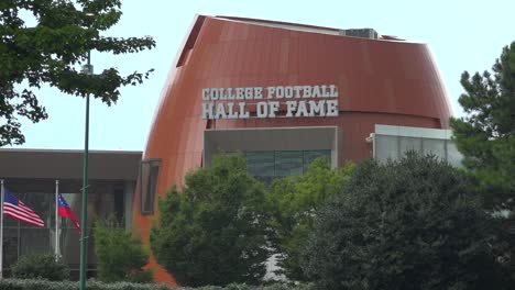 establishing shot of the college football hall of fame in atlanta georgia