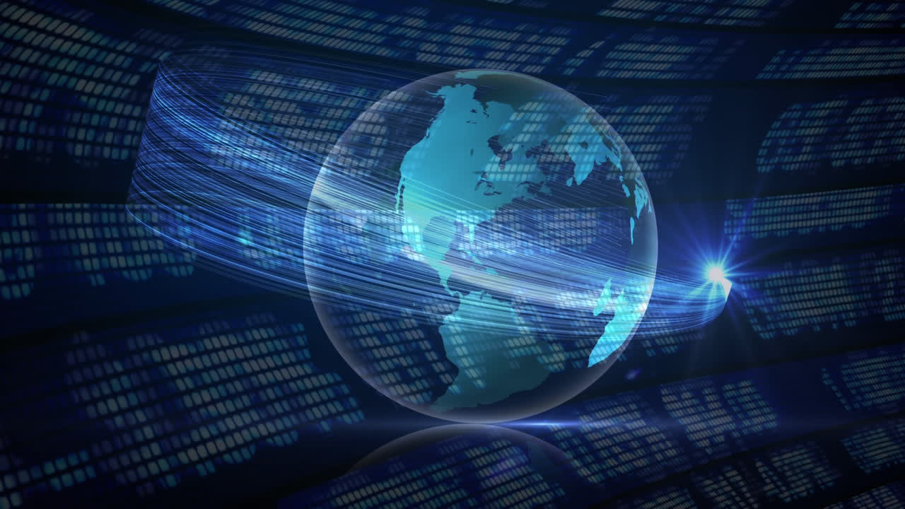 Hologram of earth combined with illustration of data interface