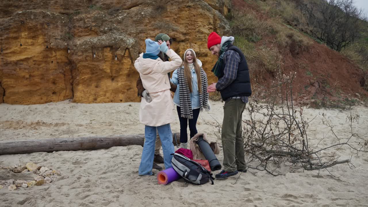 Friends on a Winter Beach Trip