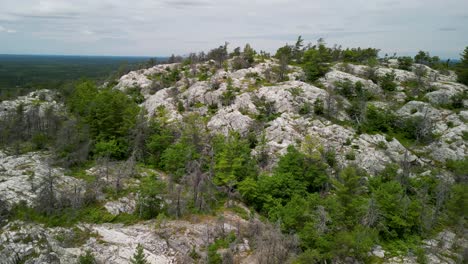 aerial view of mountaintop lookout in whitefish falls, ontario, canada, manitoulin island