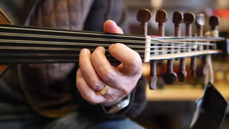 man playing a traditional oud