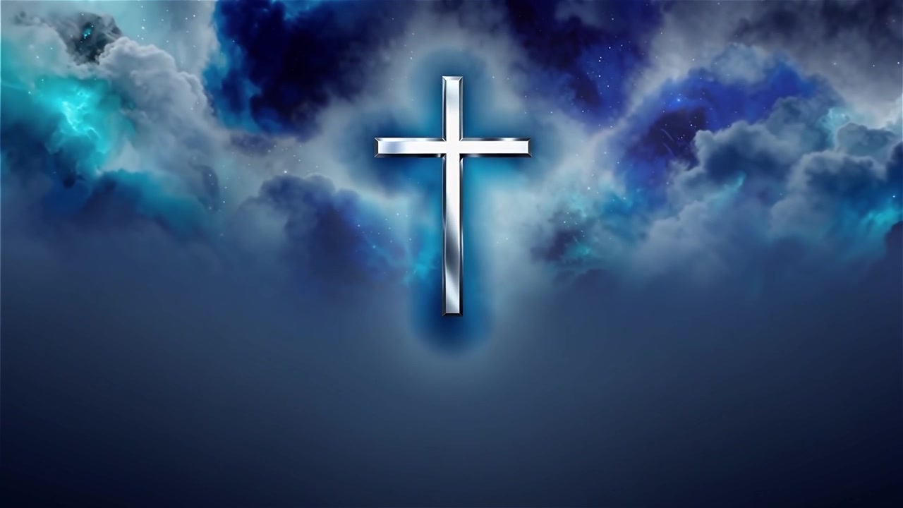 Croce Cristiana Luce Celestiale Sfondo per il Culto.