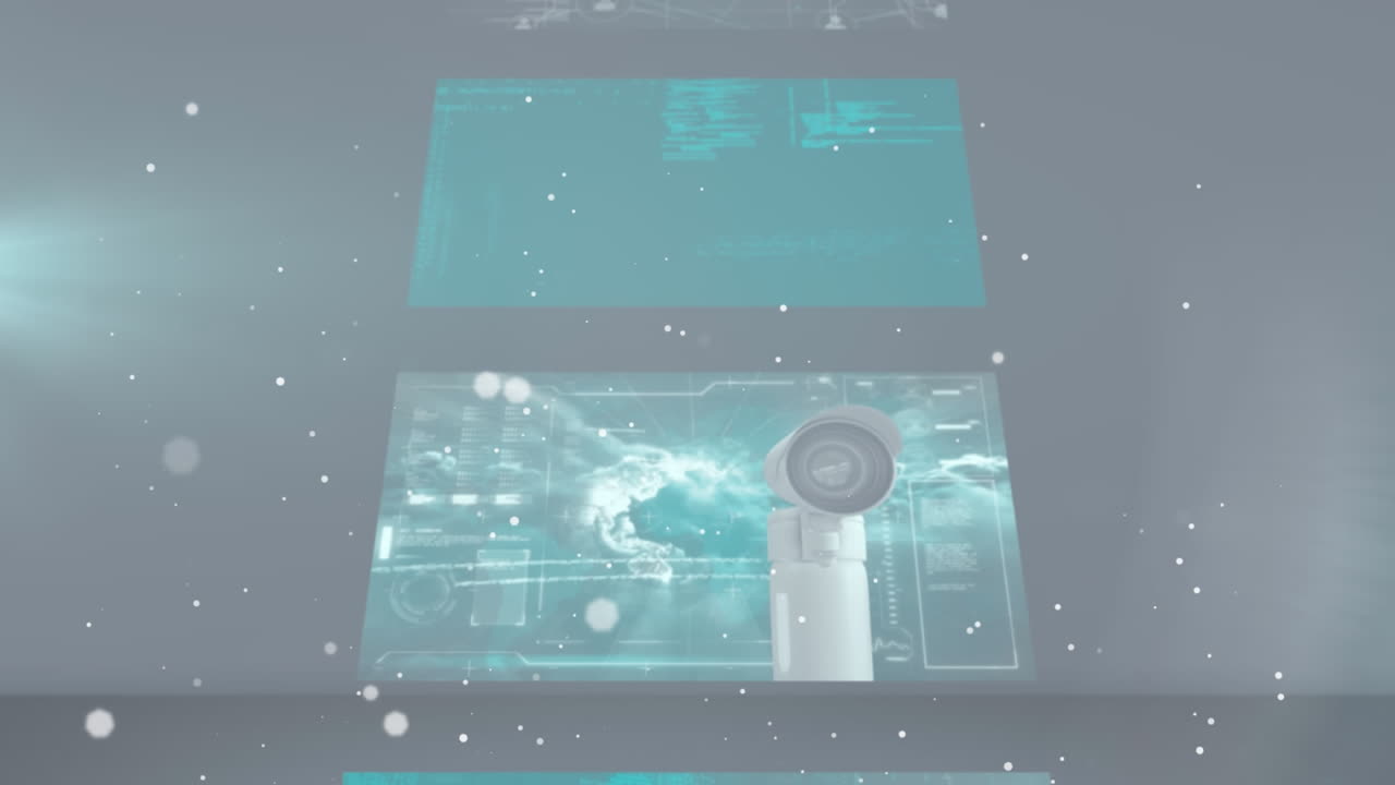 animación del procesamiento de datos en pantallas con fondo gris