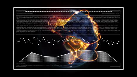 Animación-Del-Procesamiento-De-Datos-Digitales-Sobre-El-Globo-Sobre-Fondo-Negro