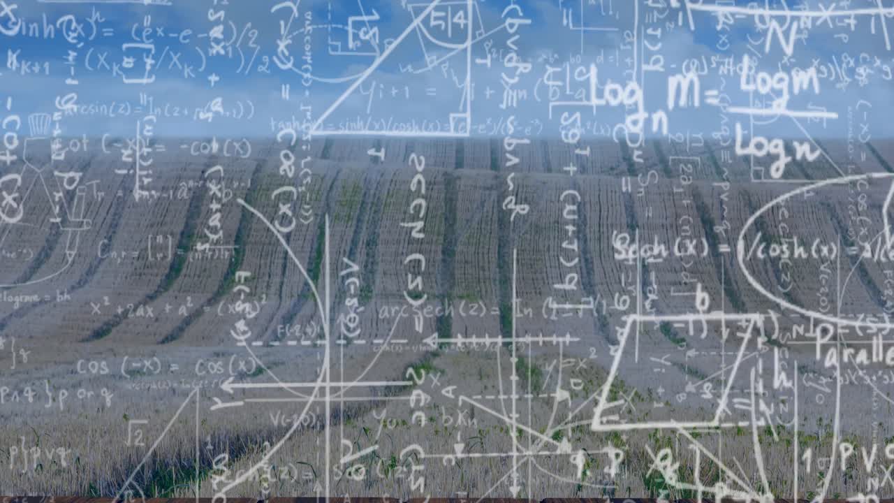 회색 배경에 수학 수식의 애니메이션