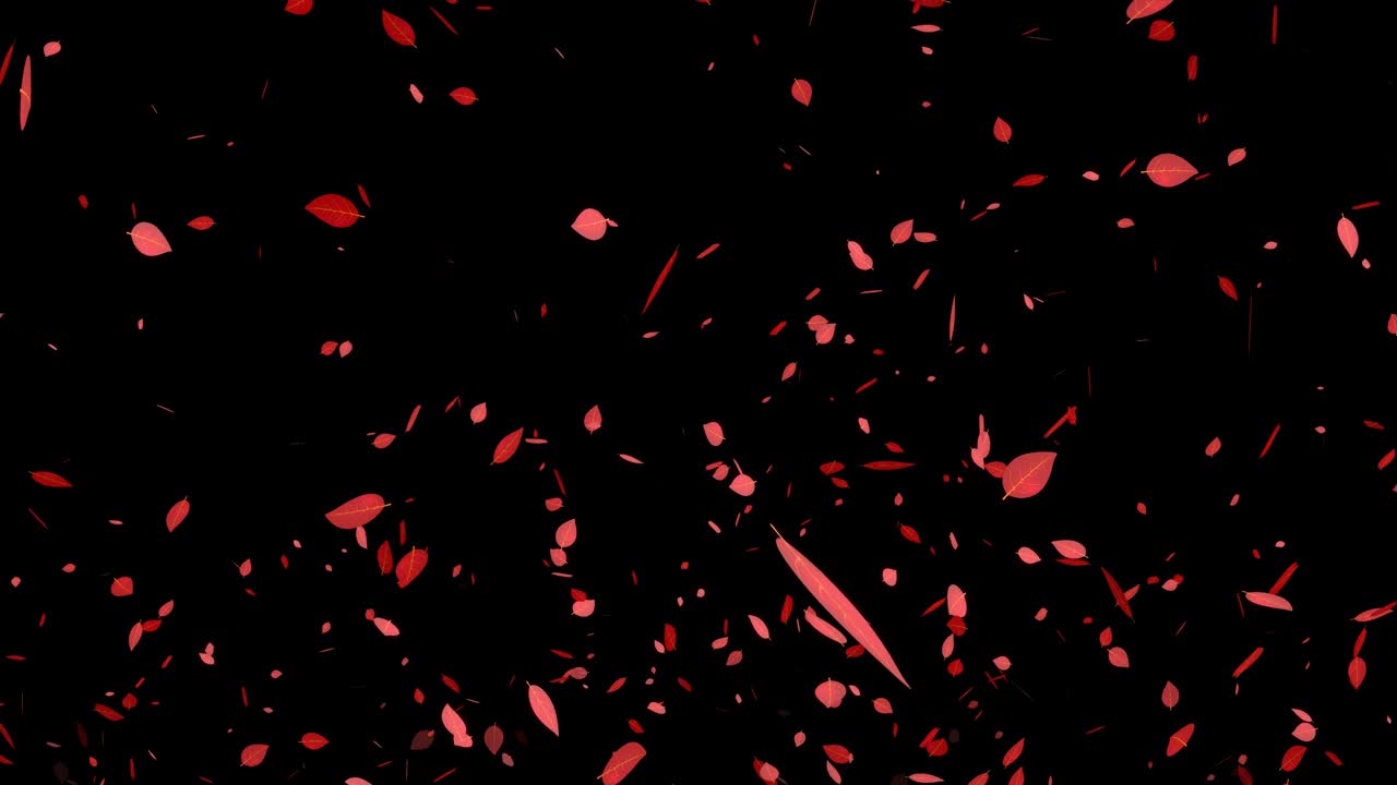 죽은 잎, 빨간 잎, 가을 잎, 어나오는 입자, 모션 그래픽