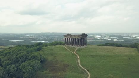 aerial view of penshaw monument in sunderland, north east england