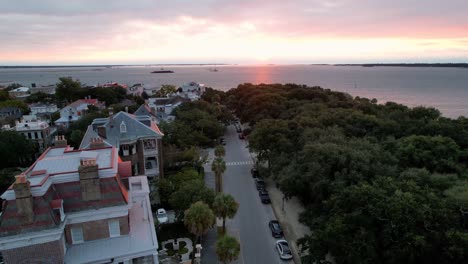 Sonnenaufgangsantenne-Der-Batterie-In-Charelston,-SC,-South-Carolina