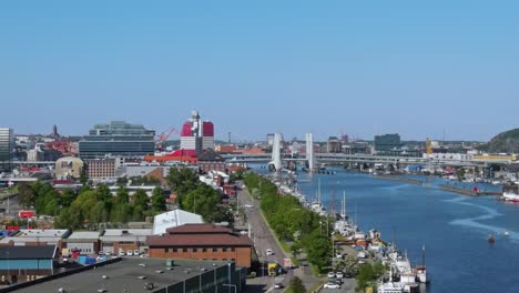 panorama of the cityscape of downtown gothenburg at the waterfront of gota river in sweden