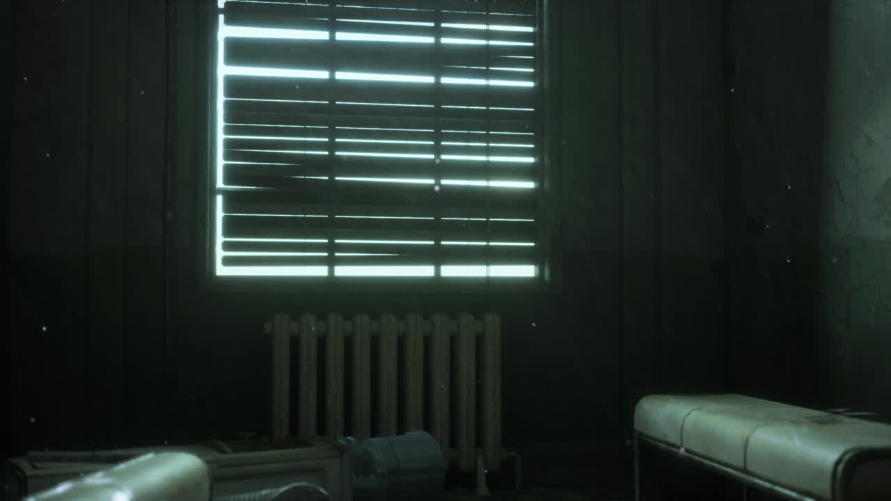 habitación abandonada con polvo y ventanas