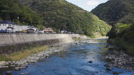 mukogawa river and mountains of takedao hiking trail, japan