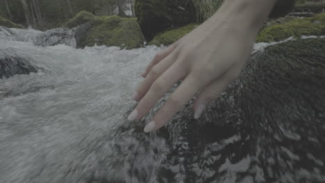 hand in a mountain stream