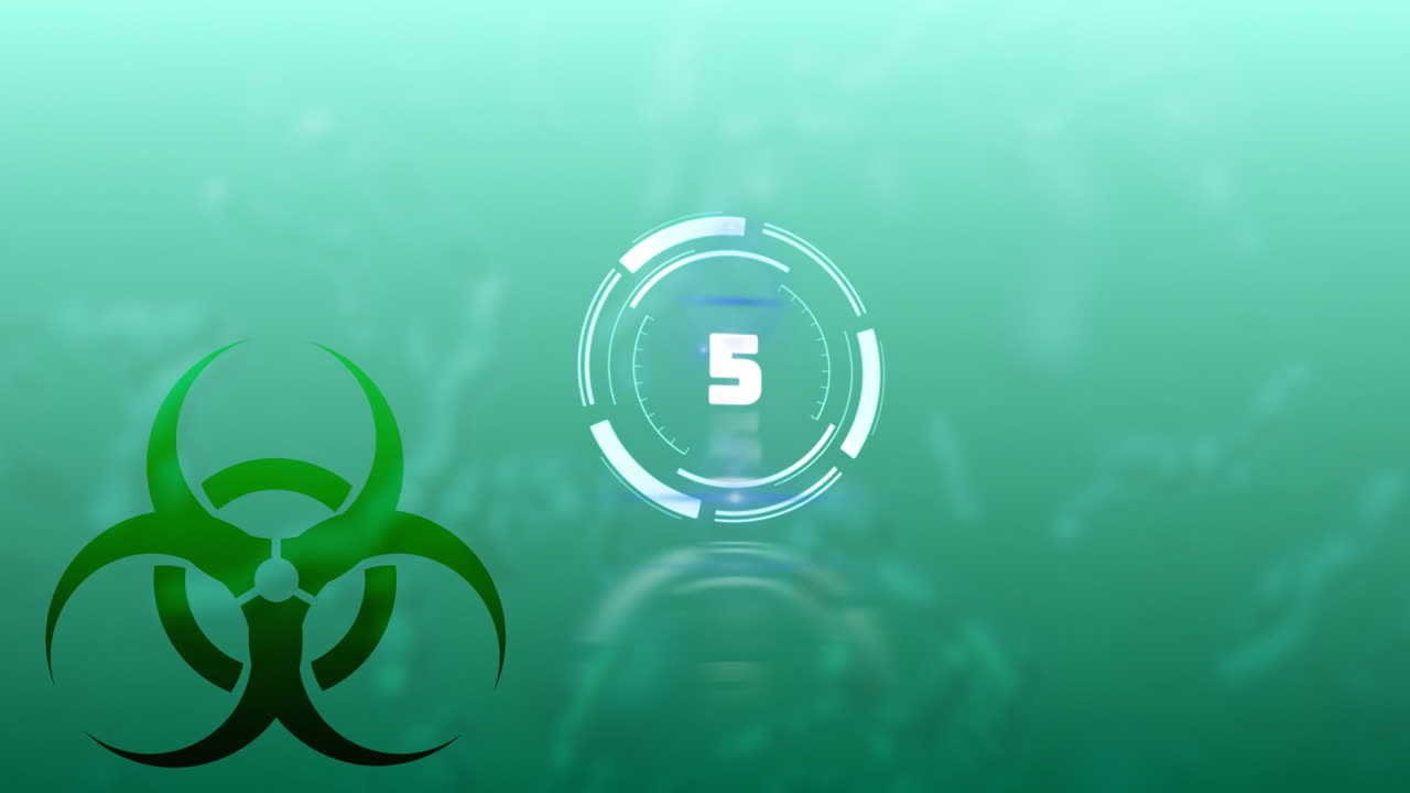 animación del reloj y el letrero de advertencia sobre fondo azul