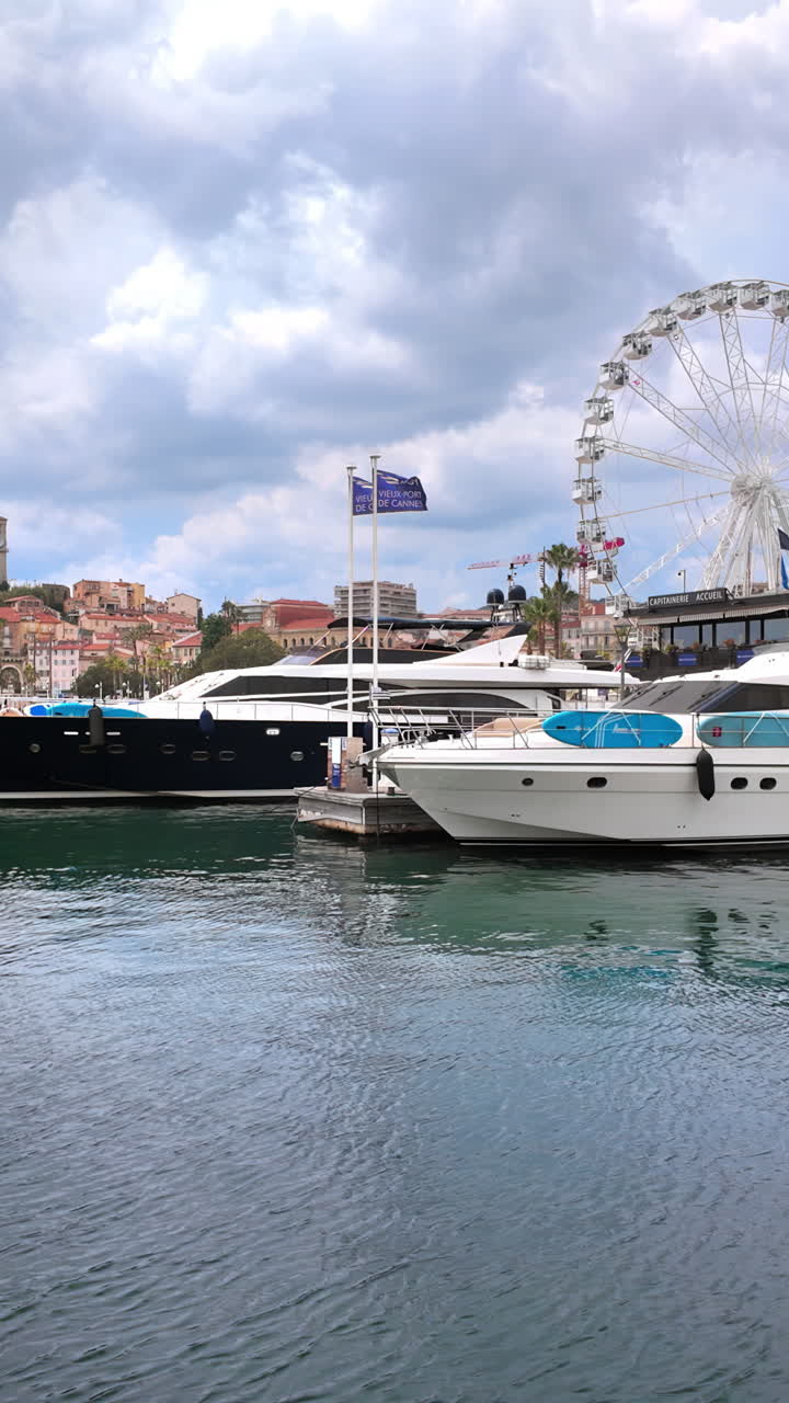 Boats docked in the Port de Cannes. Vertical, Cannes, France