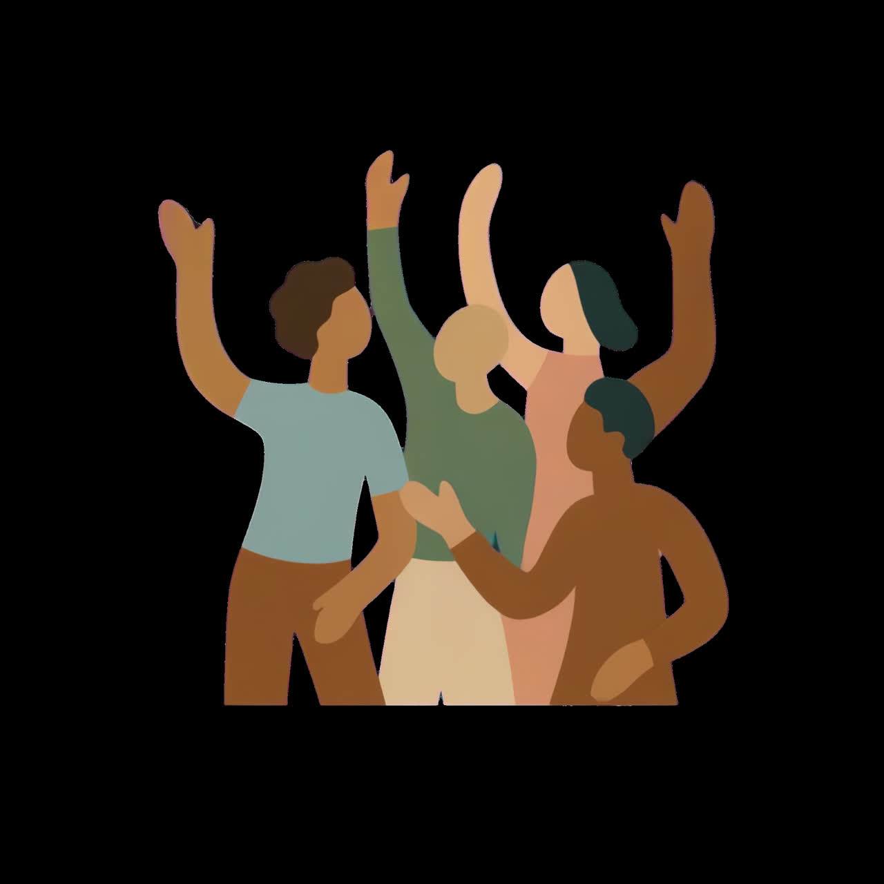 Abstract diverse group illustration animation isolated asset, transparent 4K video, alpha channel