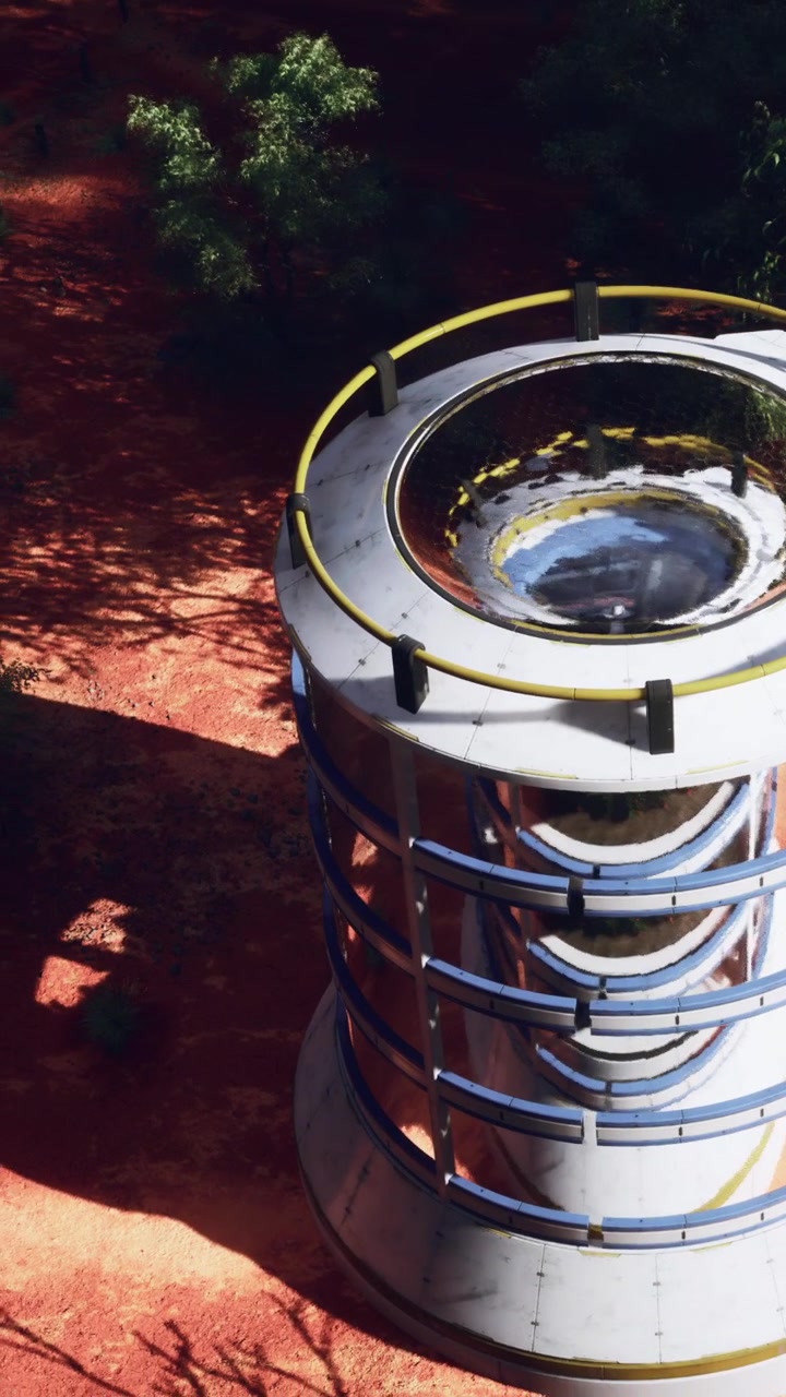 Uma estrutura de metal está em um jardim.