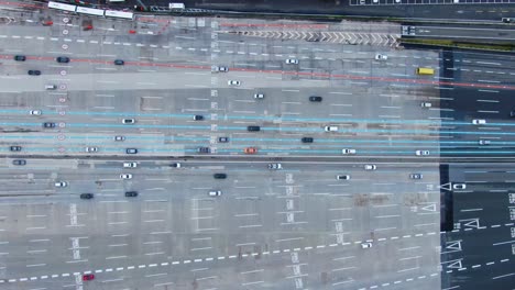 the view of a busy highway from the sky