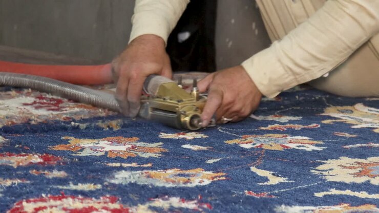 limpieza de alfombras de primer plano