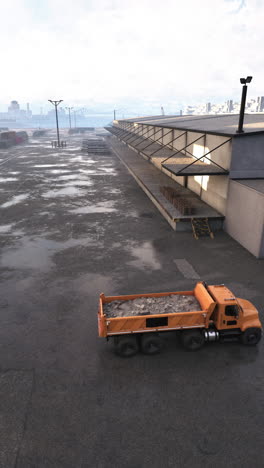 dump truck at industrial port