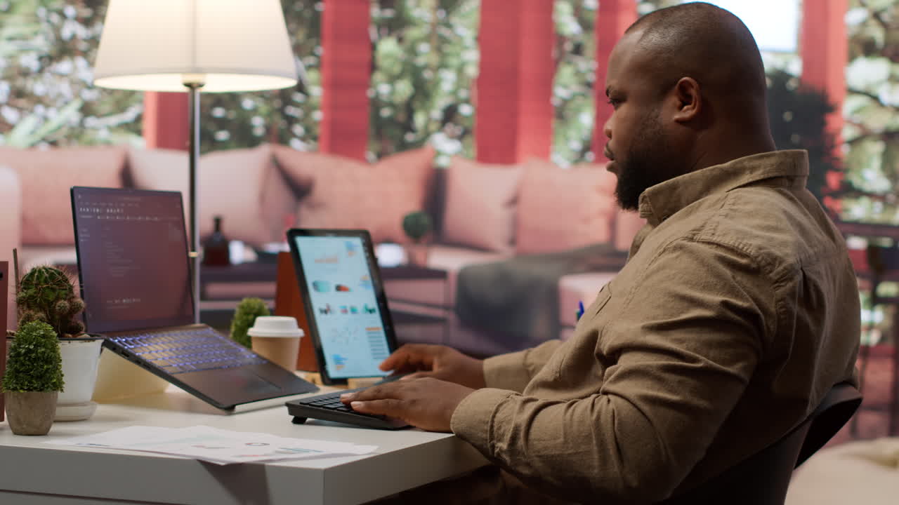 Professional IT engineer at his desk working on AI coding and deep learning