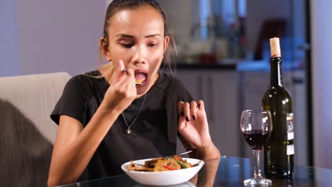 philippine girl eats freshly prepared food