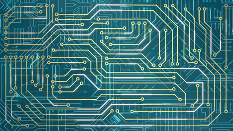 animation of computer circuit board on blue background