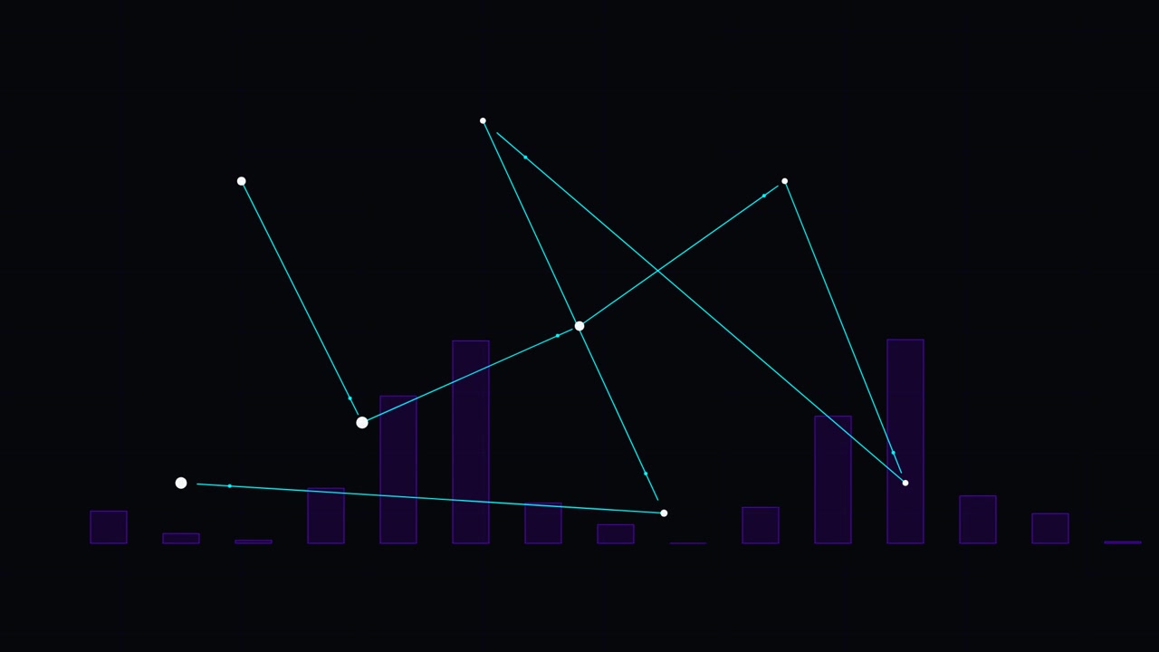Abstract Digital Data Visualization with Animated Bar Graph and Connecting Nodes
