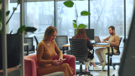 woman sitting in a break