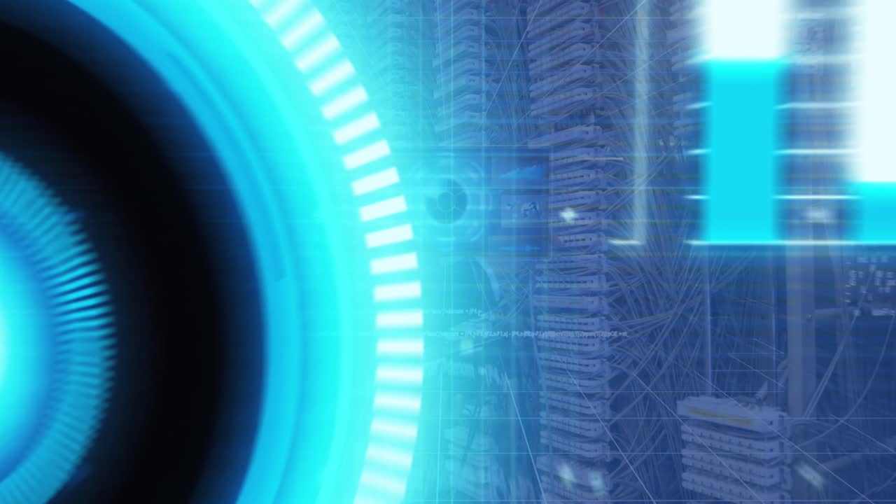 Animation of statistics and data processing on grey background