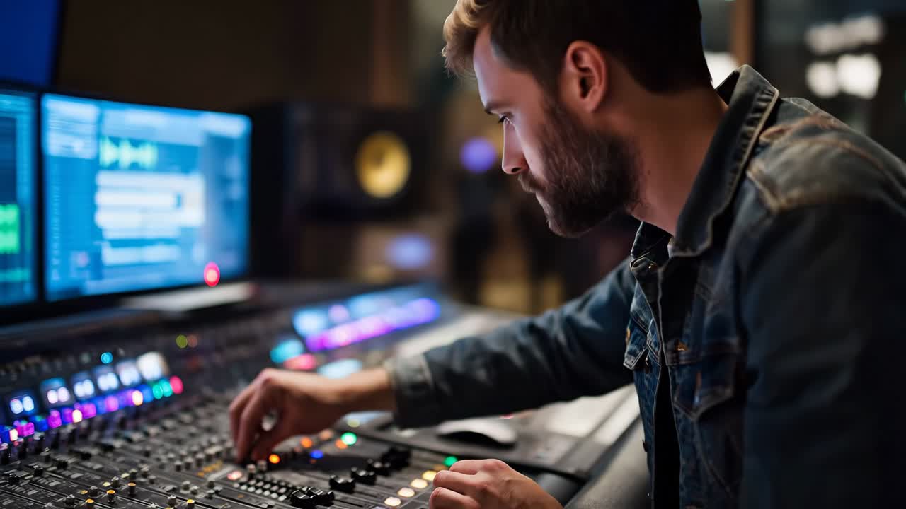 Sound engineer working in recording studio