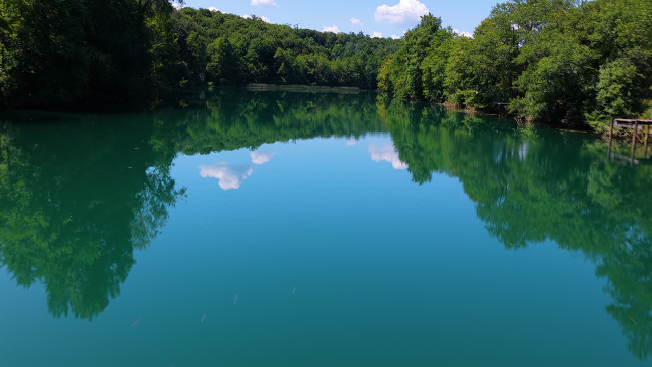 Lush Greenery And Forests Reflected Over The Mreznica River In Croatia. FPV Shot