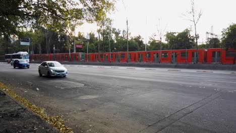 static shot of avenida insurgentes, a major thoroughfare crossing mexico city from north to south, where public and private transportation circulate