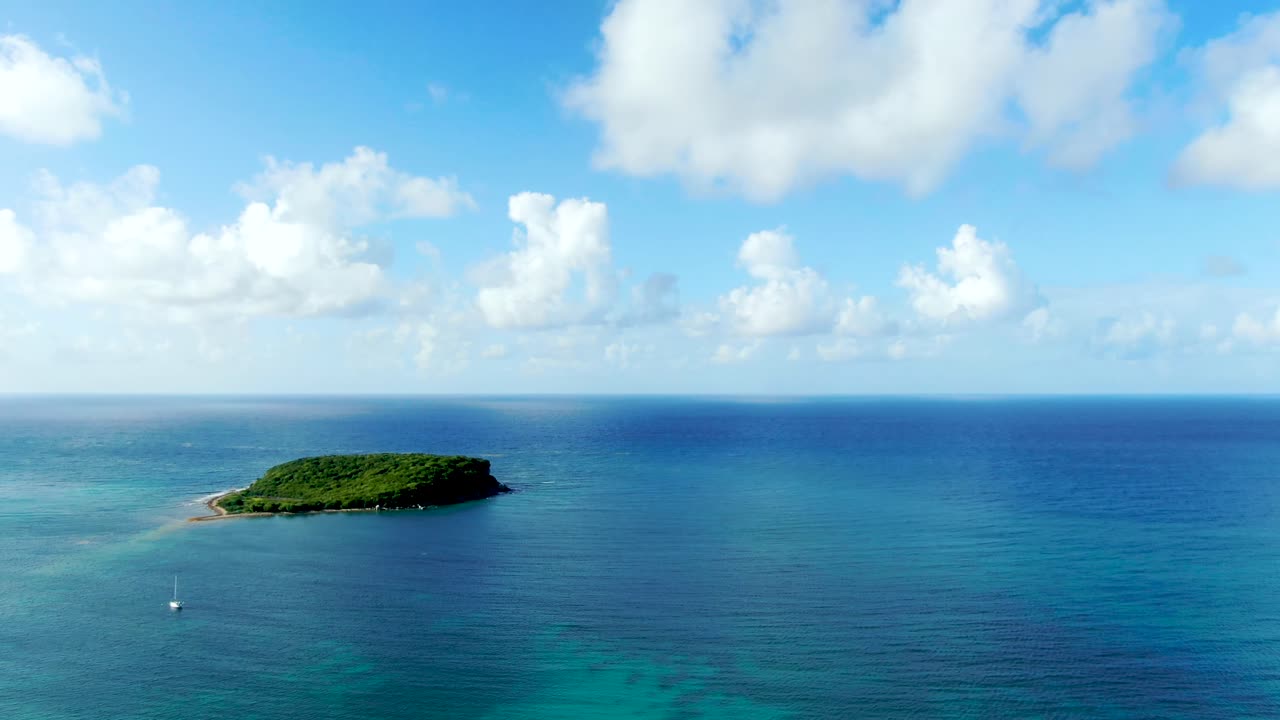 Aerial View of a Secluded Island in the Ocean