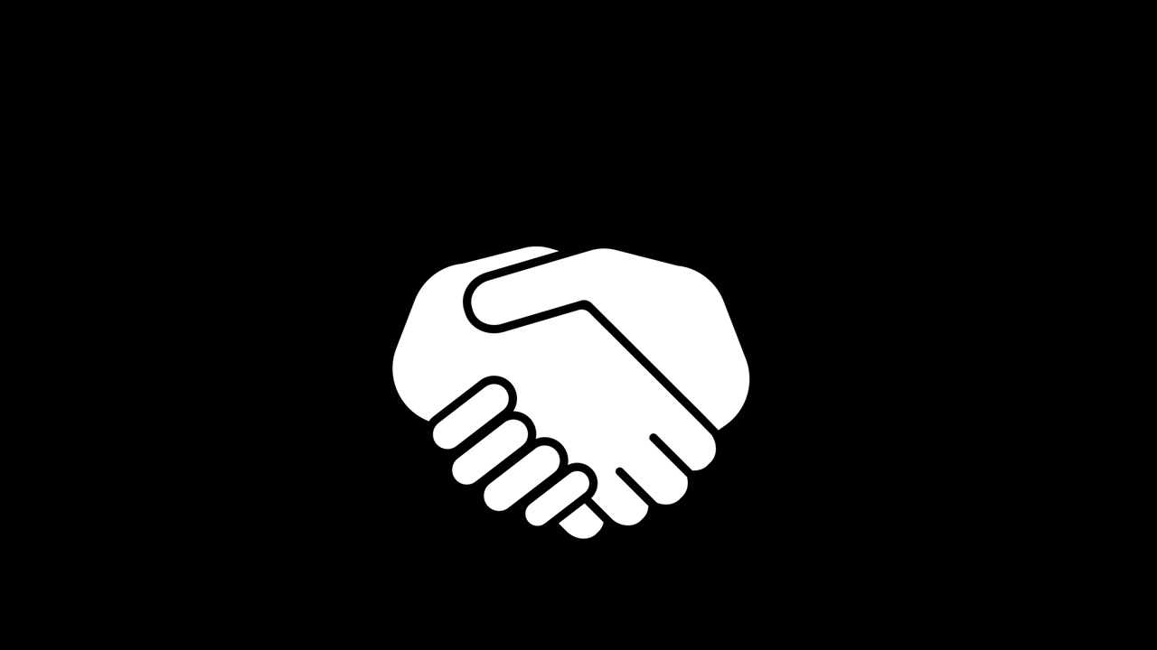 Animation of icon business handshake. Alpha Luma Matte included. 4k video