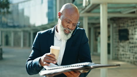 phone call, documents and coffee