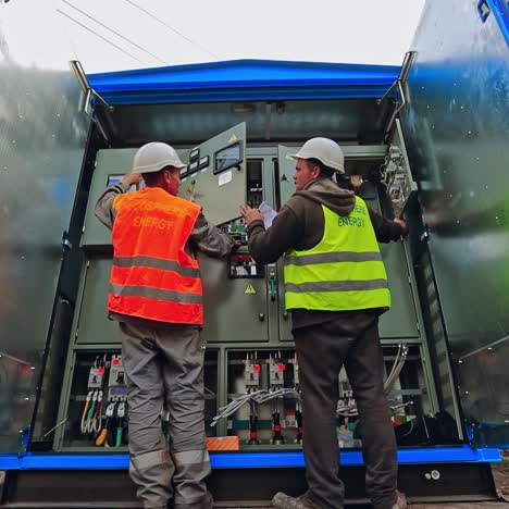 electricians at solar plant