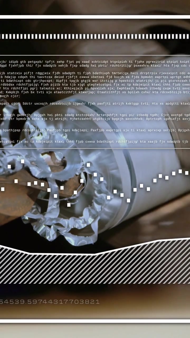 Vertical video: Glitch overlay starting torn metal tube staying as overlays scanning to show damage
