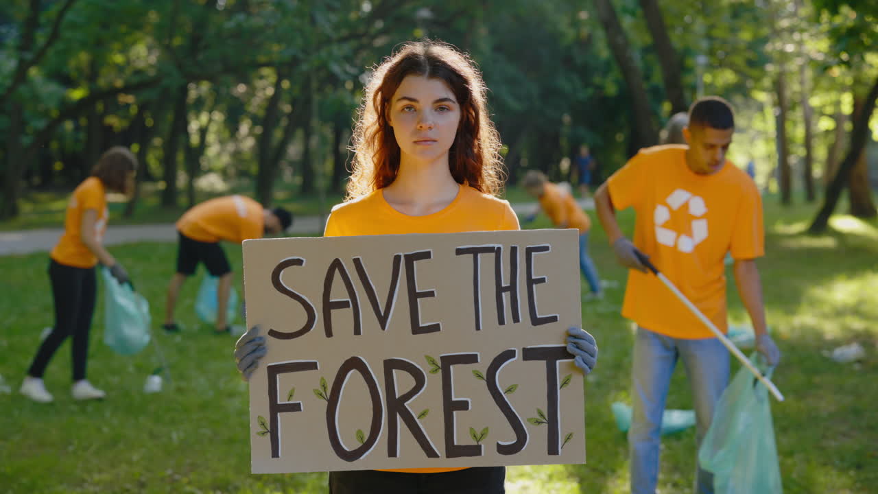 Volunteers Cleaning Up a Forest to Save the Environment