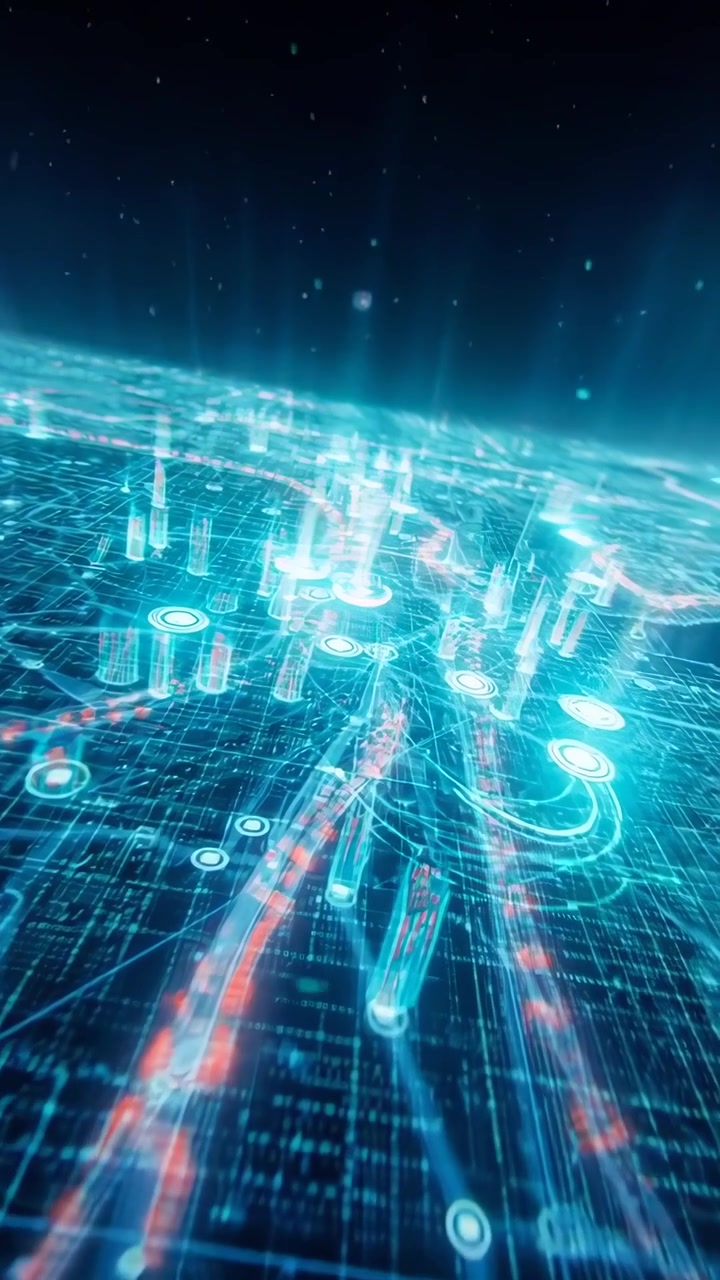Digital Network Data Flow in Futuristic Cyber City