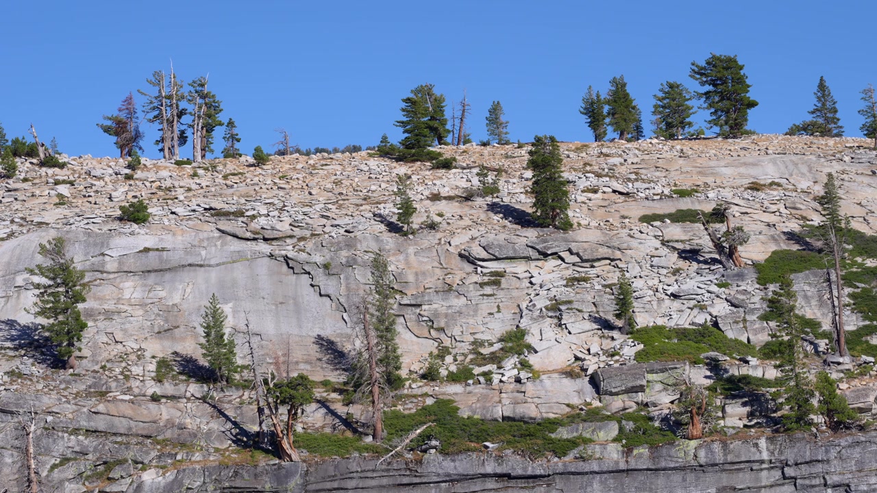 Granite rock formations in Yosemite landscape captured in closeup.